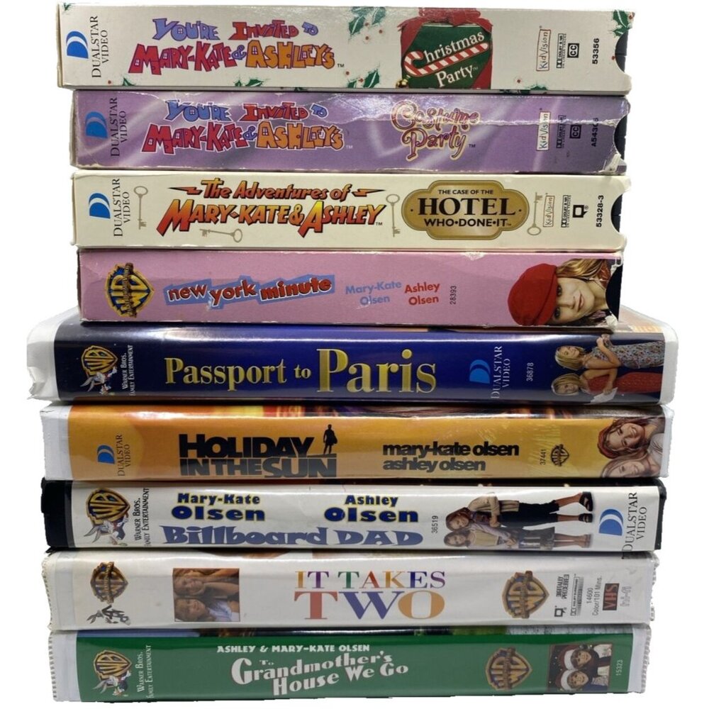 Mary Kate & Ashley Olsen 9 VHS Christmas Costume Party Case Of Hotel Who Done It